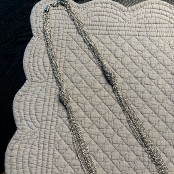 Lia Sophia Silver Tone Multi-Strand Mesh Knot Necklace Layered Costume Jewelry - Picture 4 of 5